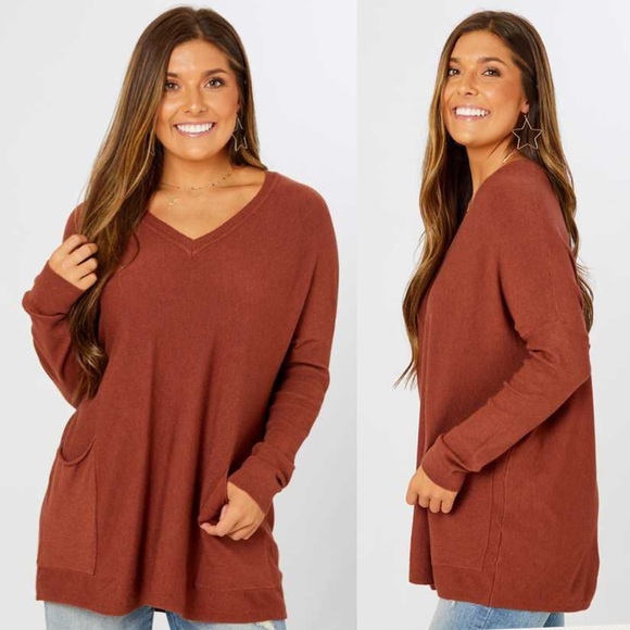 Ackley Sweater Heather Brick Rust M/L NEW - Picture 5 of 5